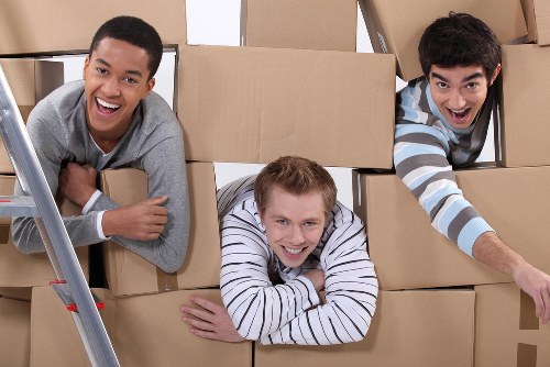 Packed household items ready for house removals in Elmersend