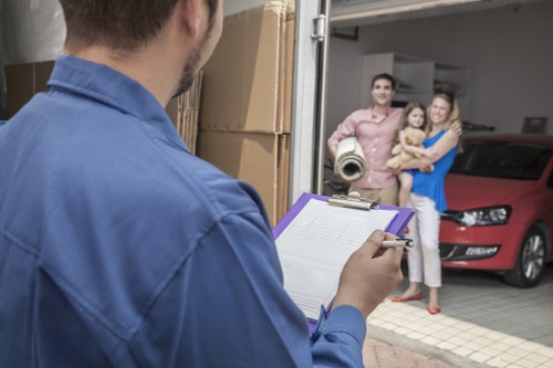 Removal van loading for a house move in Elmersend