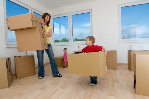 Well-arranged storage space showing labeled containers and tidy shelving