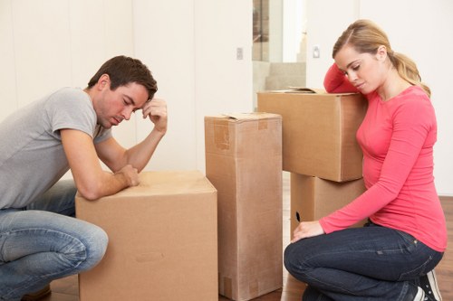 Packed boxes ready for removals in Elmersend home